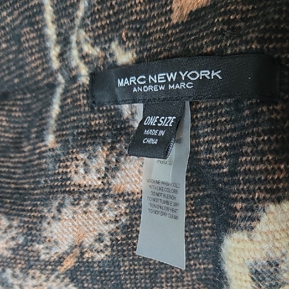 Marc New York Brown & Cream Floral Shrug Sweater Boho Western Fringe Heritage - Picture 7 of 9